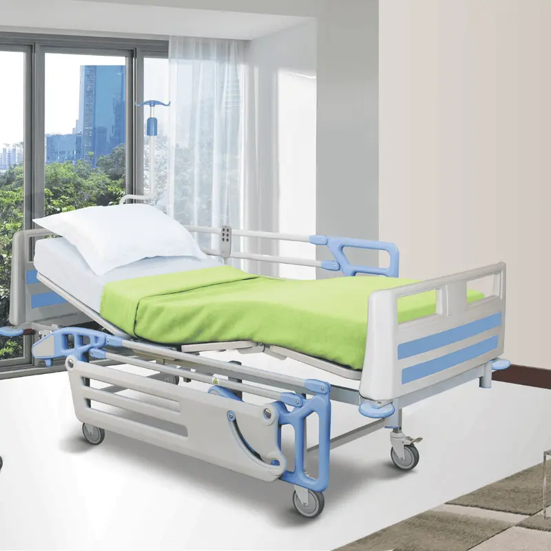 2 Functions Hospital Electric Bed With Mattress, Iv Pole, Urine Bag Holder | Aim Healthcare 1