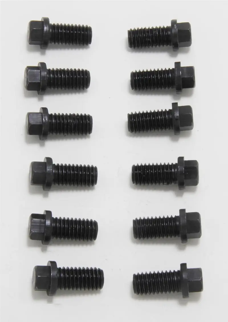 8885 Header Bolt, Steel, Black Oxide, Reduced Hex Head, 3/8 In.-16, 0.750 In. Length, Set Of 12 For Sbc 1