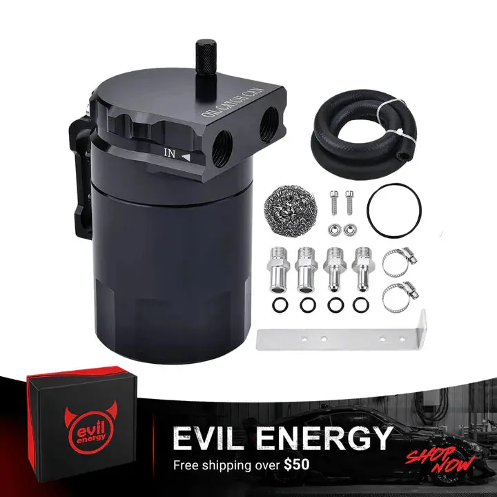 Baffled Oil Catch Can Oil Separator Catch Can 300Ml Universal Aluminum Black 1