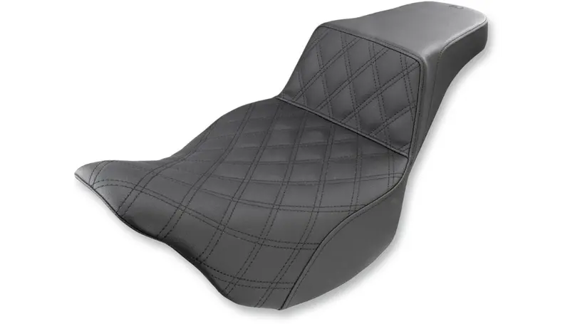 Bagger Step-Up Seat - Front Lattice Stitch - Black - Fl '08-'23 1