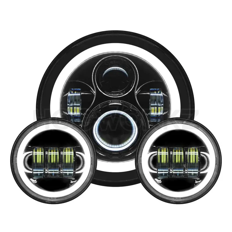 Blackout 7" Led Halomaker Headlight With Auxiliary Halo Passing Lamps 1