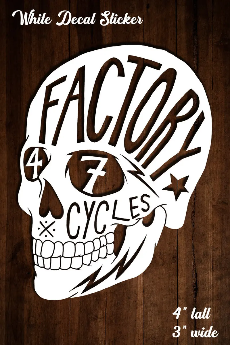 Decal Window Skull Sticker White 3" Wide X 4" Tall 1
