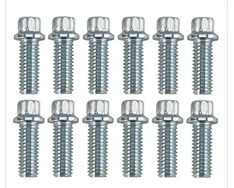 Header Bolts, Zinc, Sbc/Bbm, 12-Point, 3/8-16 X 1" Uhl, Pack Of 12 1