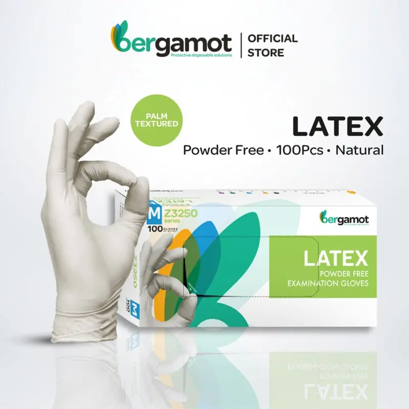 Latex Powder Free Examination Gloves 100'S Z3250 | Bergamot 1