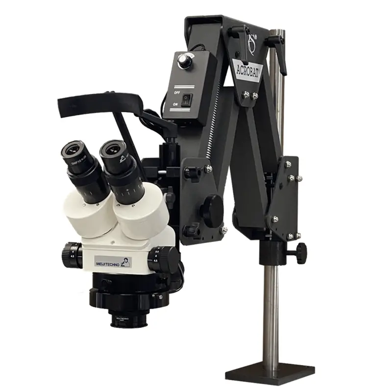 Meiji Emz-5 Microscope + Grs Acrobat® Classic Microscope Stand Package With 0.5X Objective Lens Led Ring Light 1