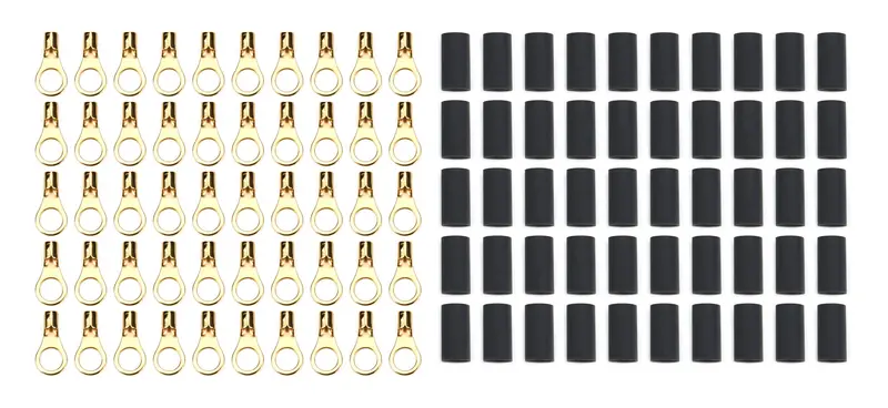 Quickcar Racing Ring Terminals – 3/8" Lug, 10–12 Gauge With Heat Shrink (50-Pack) 1