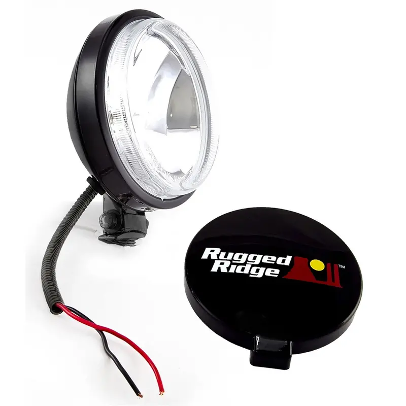 Rugged Ridge 6-Inch Slim Off-Road Light – Round, 100W Led, Black Housing 1