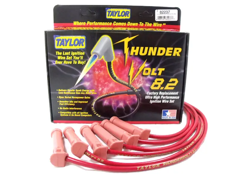 Taylor Cable 82237 Thundervolt 8.2Mm Red Ignition Wire Set – Oe-Style Boots, 9.5" Length 1