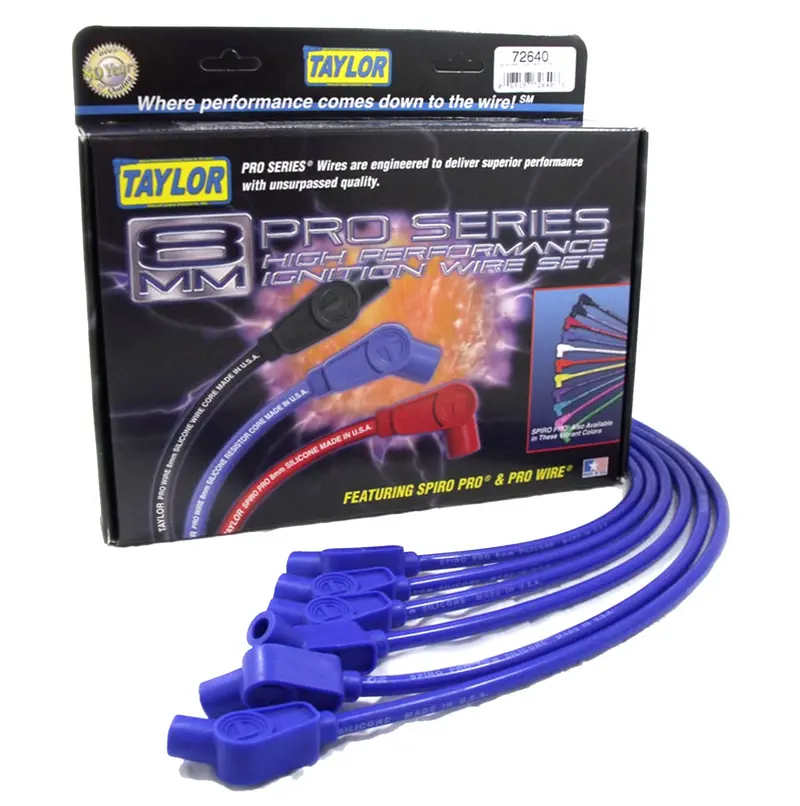 Taylor Spiro-Pro 8Mm Ignition Wire Set – Blue, Stock-Length (11.75”), 180° Plug Boots (74624) 1