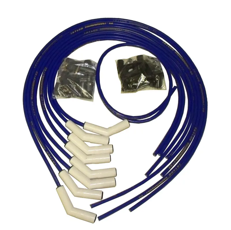 Taylor Thundervolt 8.2Mm Ignition Wire Set – Blue Silicone Jacket, 180° Boots, Stock-Length Fit 1